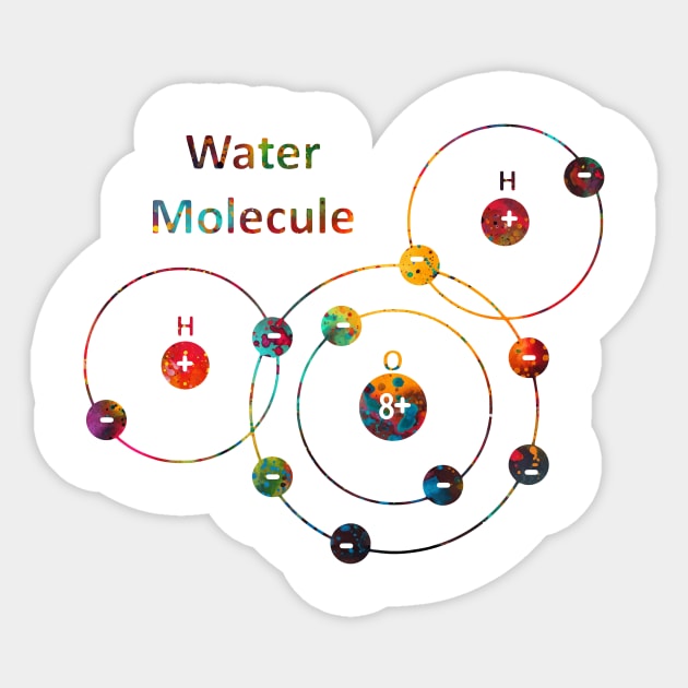 Water Molecule Sticker by erzebeth